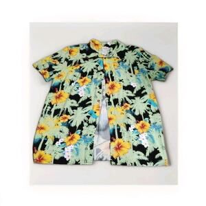 Hawaiian Mens Button Up Shirt Size XL Seventh Avenue Vacation Floral